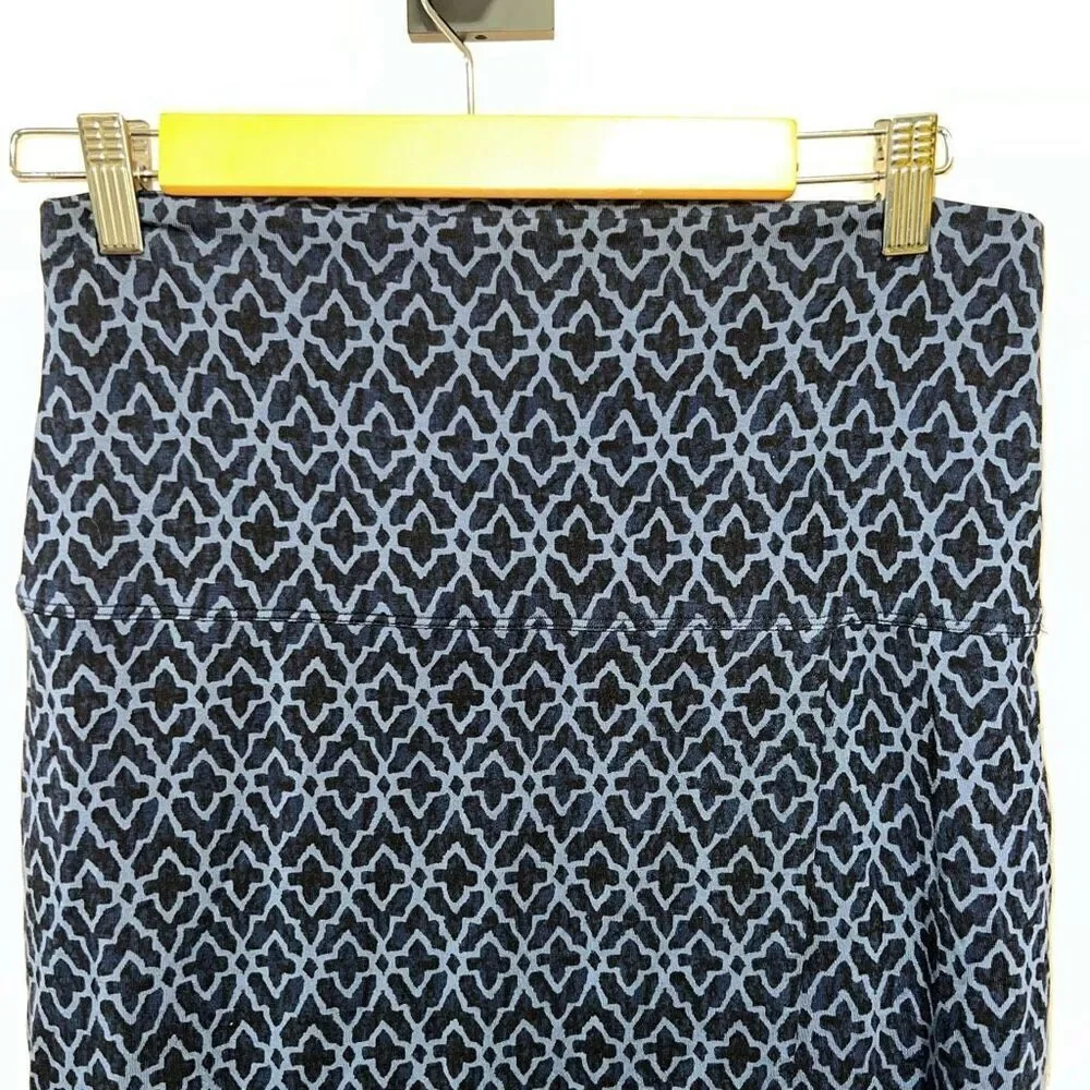 Athleta Seaside Foldover Faux Wrap Skirt Navy Geo Print Size Small Navy Blue